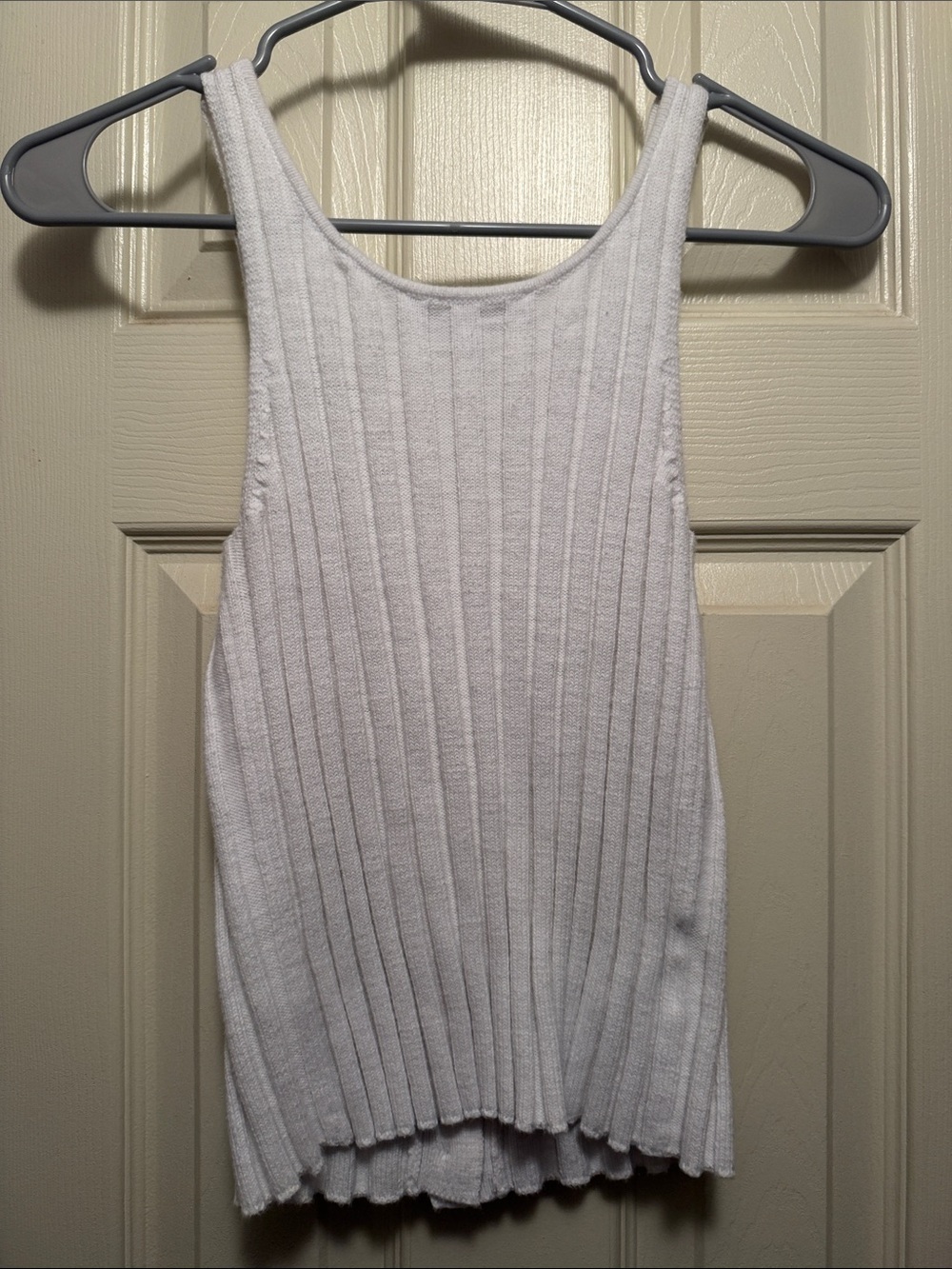 LOFT White Ribbed Tank with Tortoiseshell Buttons - Picture 4 of 5